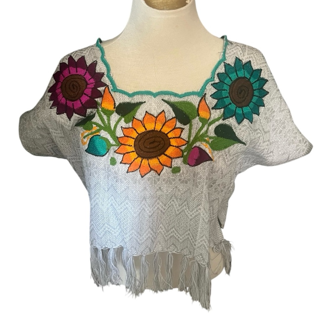 Floral Embroidered Women's Sweater - White From Mexico